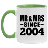 20th Anniversary Mr & Mrs Since 2004 - 11oz Accent Mug Green