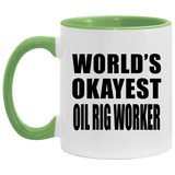 World's Okayest Oil Rig Worker - 11oz Accent Mug Green