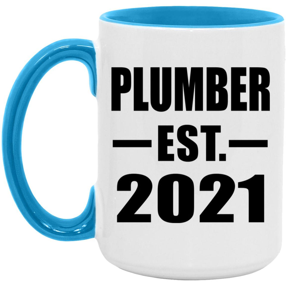 Plumber Established EST. 2021 - 15oz Accent Mug Blue