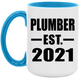 Plumber Established EST. 2021 - 15oz Accent Mug Blue