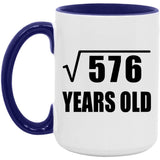 24th Birthday Square Root of 576 Years Old - 15oz Accent Mug Purple