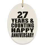 Happy 27th Anniversary 27 Years & Counting - Oval Ornament