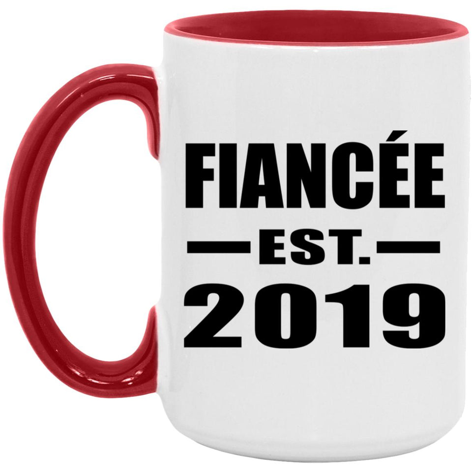 Fiancee Established EST. 2019 - 15oz Accent Mug Red