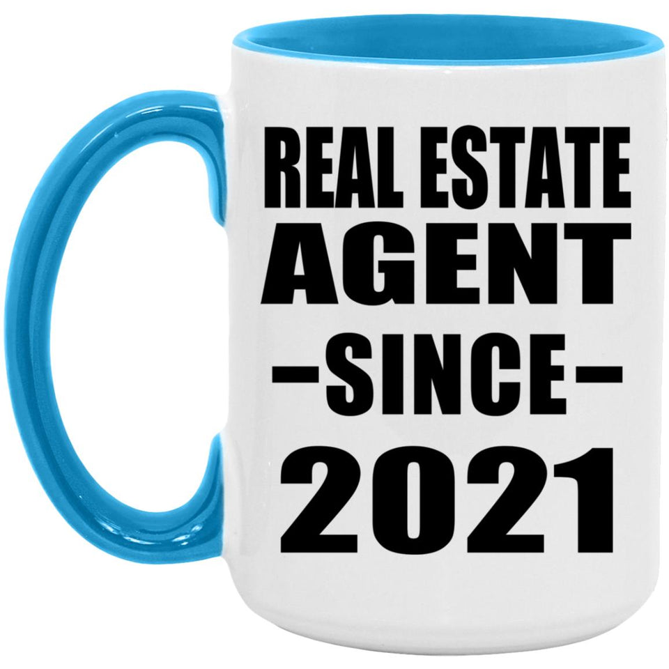 Real Estate Agent Since 2021 - 15oz Accent Mug Blue