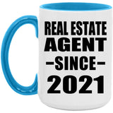 Real Estate Agent Since 2021 - 15oz Accent Mug Blue