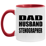 Dad Husband Stenographer - 11oz Accent Mug Red