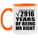 54th Anniversary Square Root of 2916 Years of Being Mr Right - 11oz Accent Mug Orange