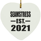 Seamstress Established EST. 2021 - Heart Ornament