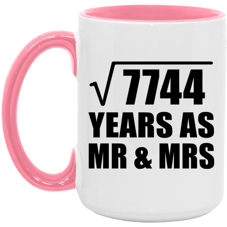 88th Anniversary Square Root of 7744 Years As Mr & Mrs - 15oz Accent Mug Pink