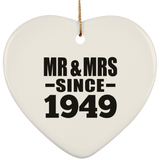 75th Anniversary Mr & Mrs Since 1949 - Heart Ornament