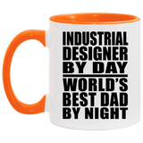 Industrial Designer By Day World's Best Dad By Night - 11oz Accent Mug Orange