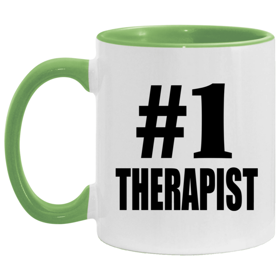 Number One #1 Therapist - 11oz Accent Mug Green