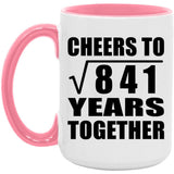 29th Anniversary Cheers To Square Root of 841 Years Together - 15oz Accent Mug Pink