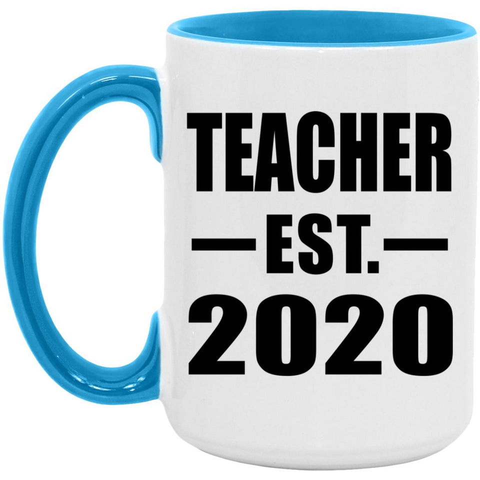 Teacher Established EST. 2020 - 15oz Accent Mug Blue