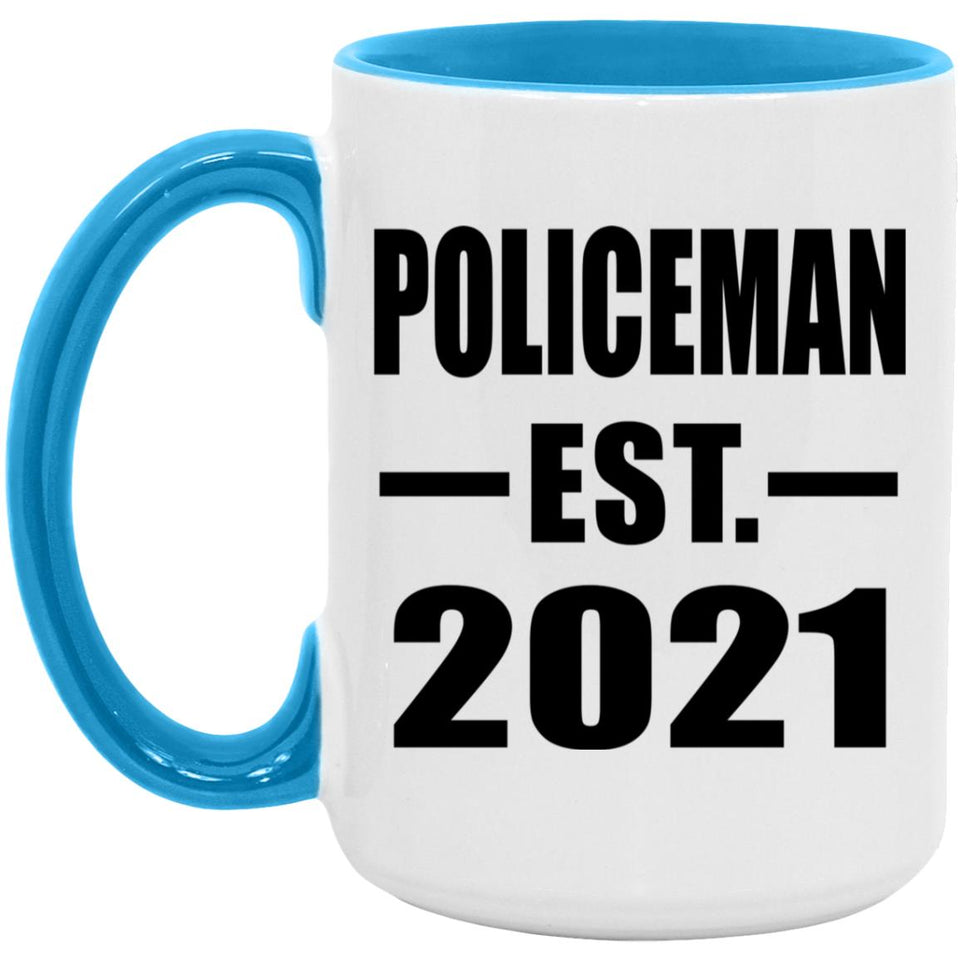 Policeman Established EST. 2021 - 15oz Accent Mug Blue