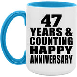 Happy 47th Anniversary 47 Years & Counting - 15oz Accent Mug Blue