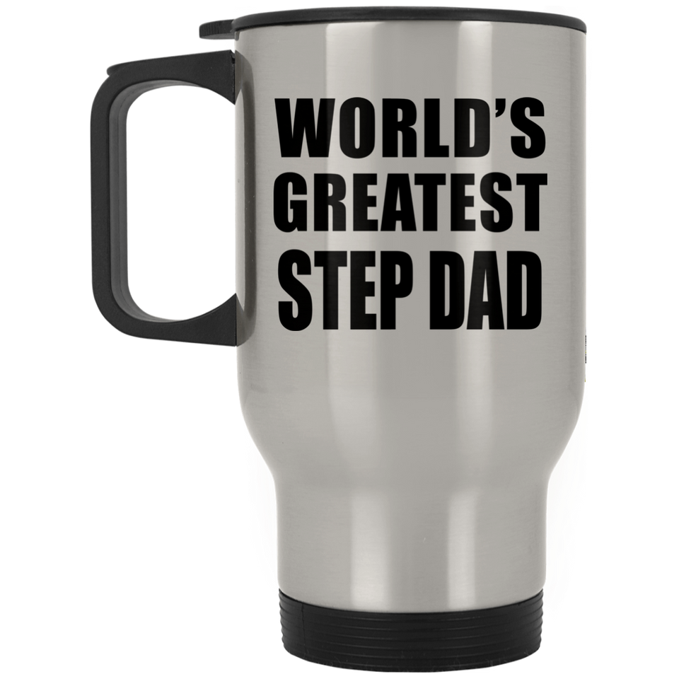 World's Greatest Step Dad - Silver Travel Mug