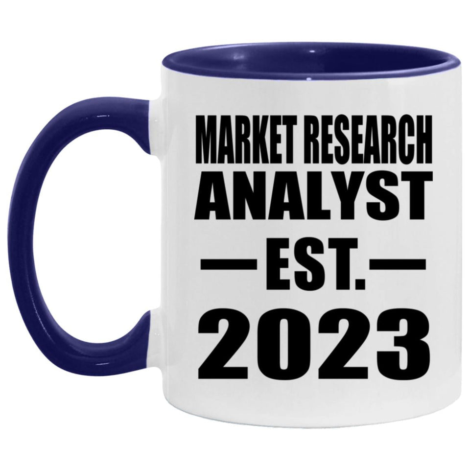 Market Research Analyst Established Est. 2023 - 11oz Accent Mug Purple