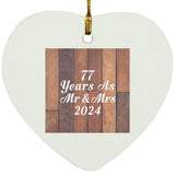 77th Anniversary 77 Years As Mr & Mrs 2024 - Heart Ornament E