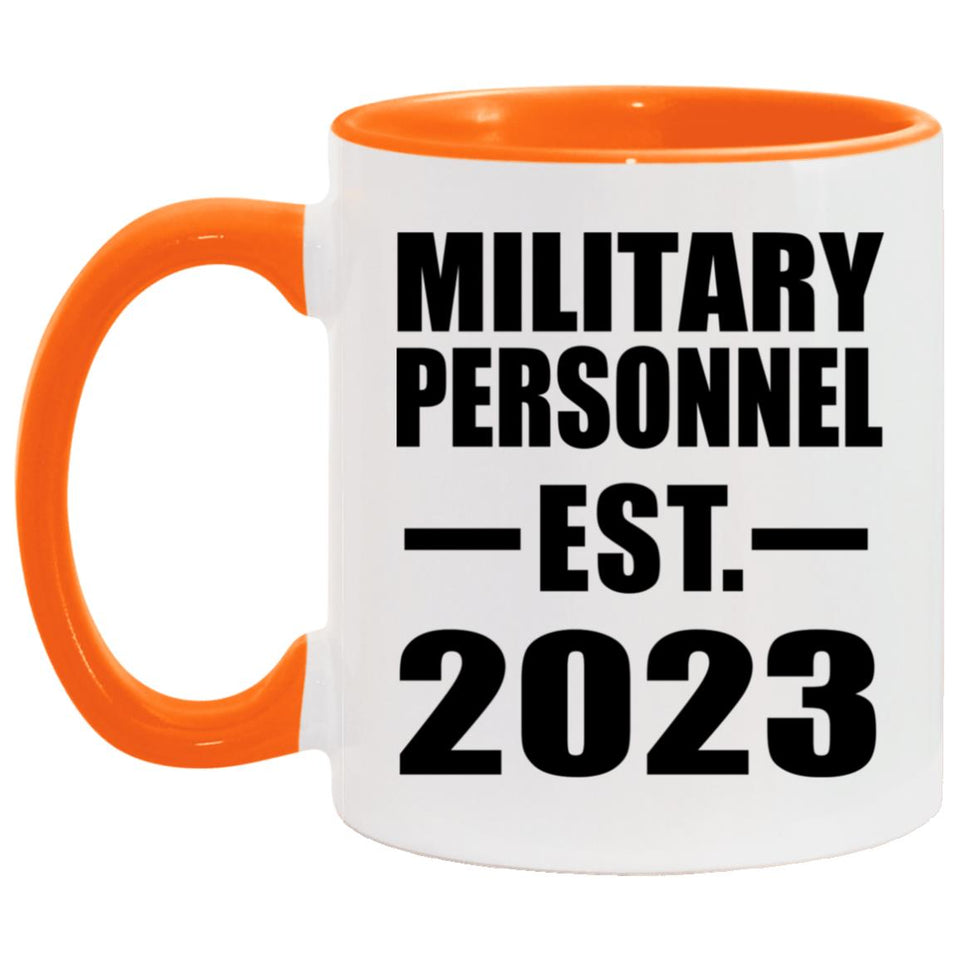 Military Personnel Established EST. 2023 - 11oz Accent Mug Orange
