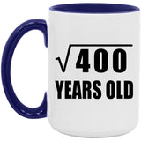 20th Birthday Square Root of 400 Years Old - 15oz Accent Mug Purple