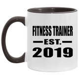 Fitness Trainer Established EST. 2019 - 11oz Accent Mug Black