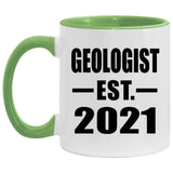 Geologist Established EST. 2021 - 11oz Accent Mug Green