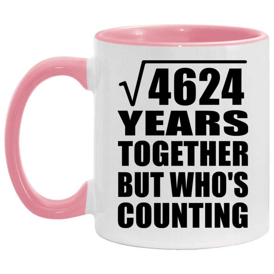 68th Anniversary Square Root of 4624 Years Who's Counting - 11oz Accent Mug Pink
