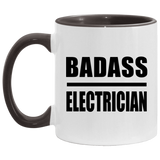 Badass Electrician - 11oz Accent Mug Black