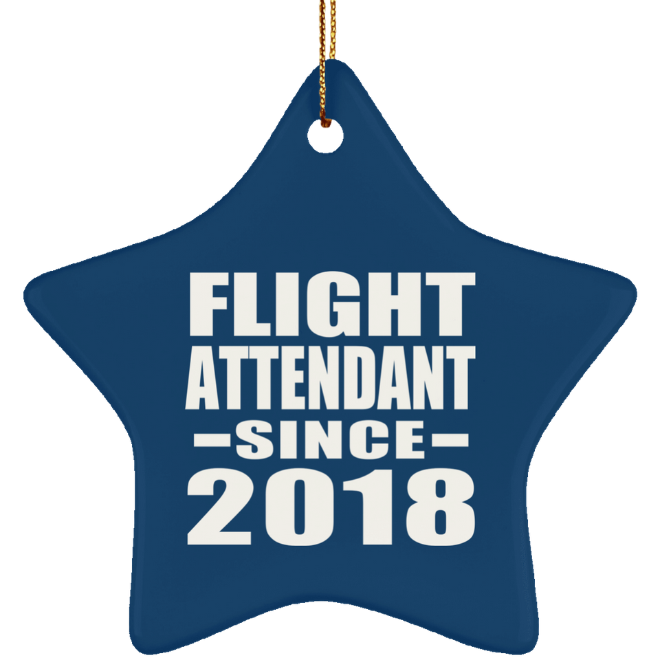 Flight Attendant Since 2018 - Star Ornament