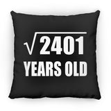 49th Birthday Square Root of 2401 Years Old - Throw Pillow Black