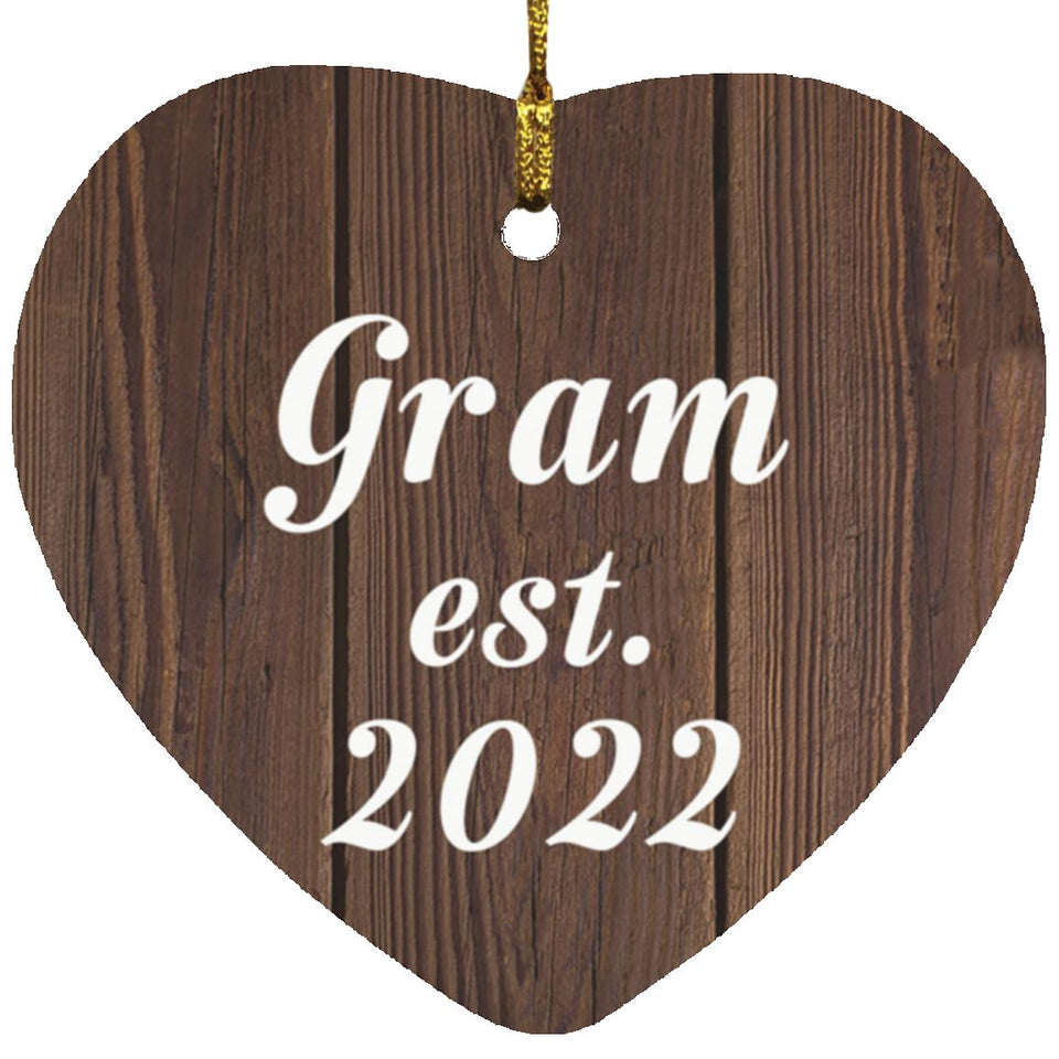 Gram Established EST. 2022 - Heart Ornament D