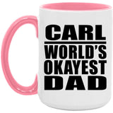 Carl World's Okayest Dad - 15oz Accent Mug Pink
