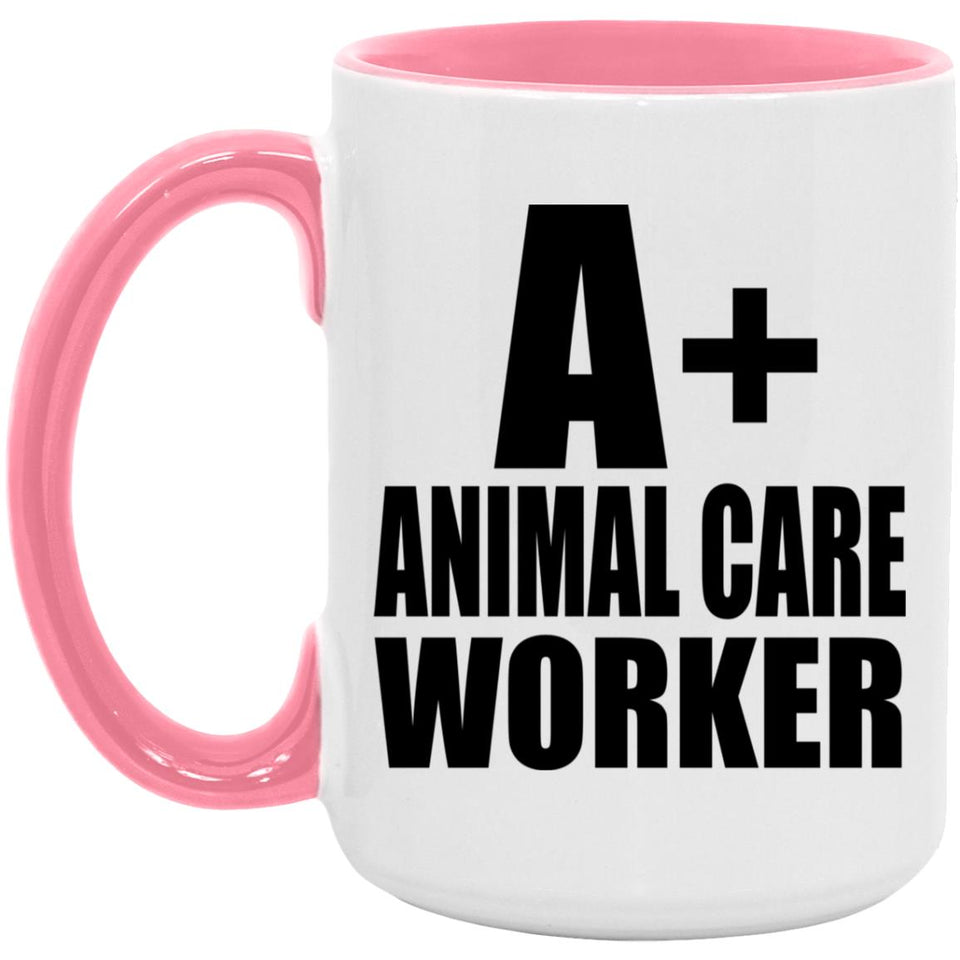 A+ Animal Care Worker - 15oz Accent Mug Pink