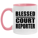 Blessed Court Reporter - 11oz Accent Mug Pink