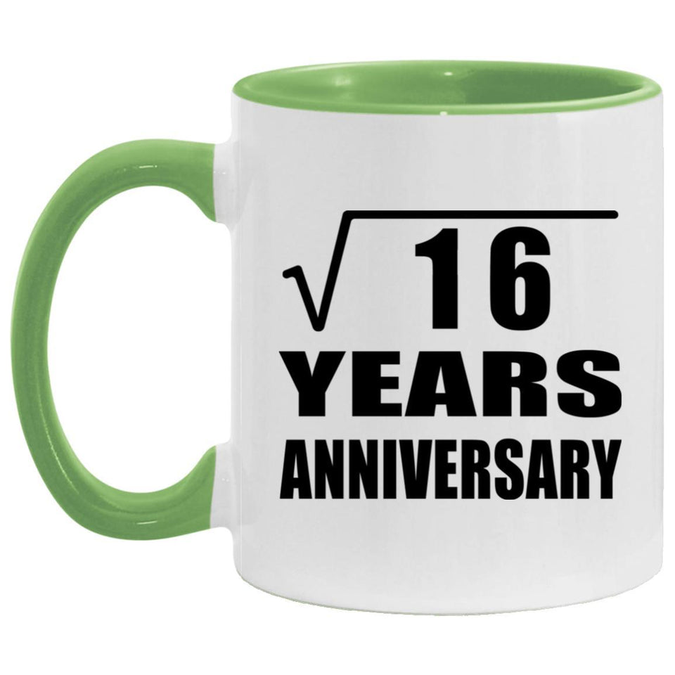 4th Anniversary Square Root of 16 Years Anniversary - 11oz Accent Mug Green