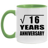 4th Anniversary Square Root of 16 Years Anniversary - 11oz Accent Mug Green