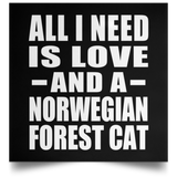 All I Need Is Love And A Norwegian Forest Cat - Poster Square