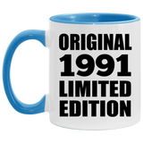 33rd Birthday Original 1991 Limited Edition - 11oz Accent Mug Blue