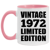 52nd Birthday Vintage 1972 Limited Edition - 11oz Accent Mug Pink