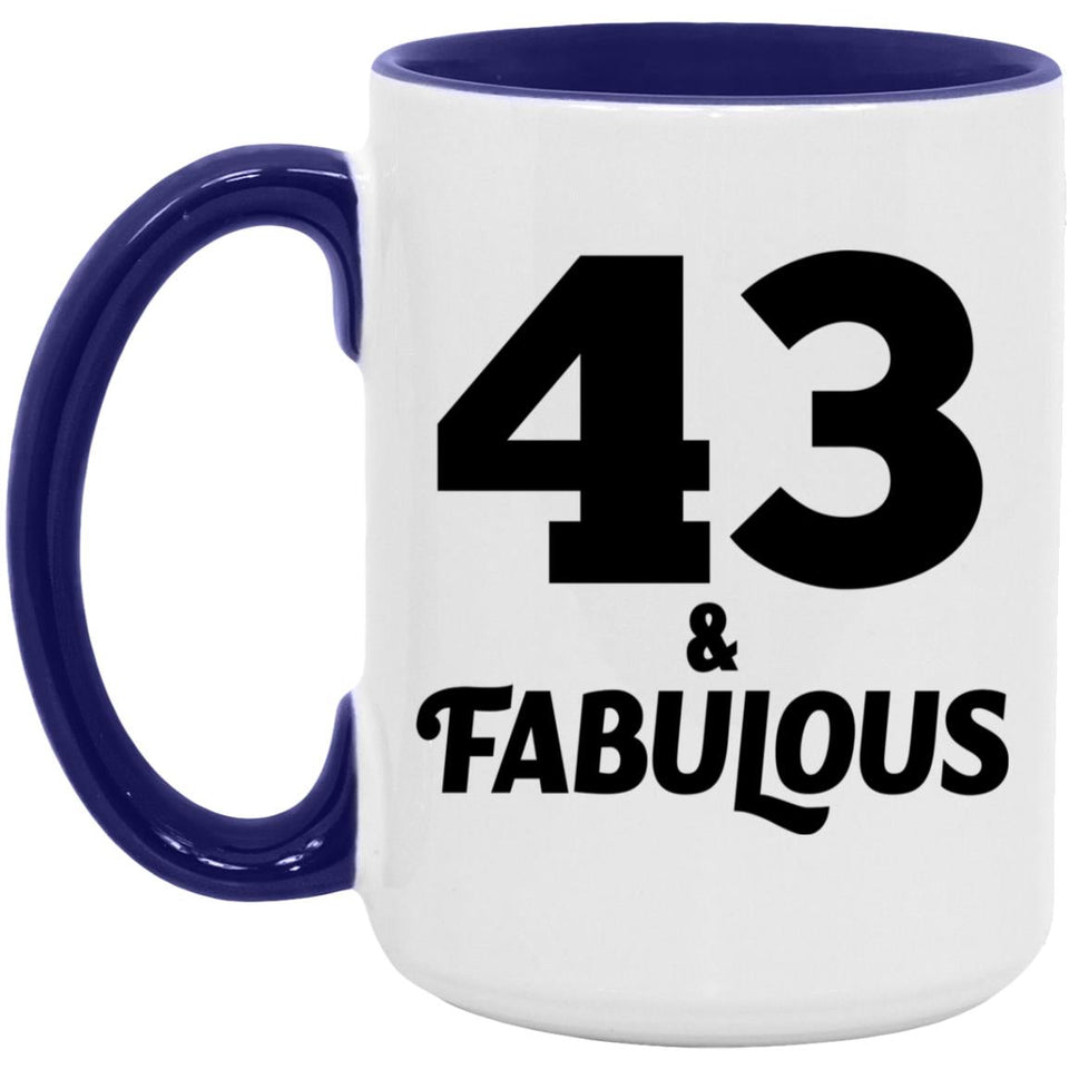 43rd Birthday 43 & Fabulous - 15oz Accent Mug Purple
