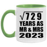 27th Anniversary Square Root of 729 Years As Mr & Mrs 2023 - 11oz Accent Mug Green