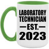 Laboratory Technician Established EST. 2023 - 15oz Accent Mug Green