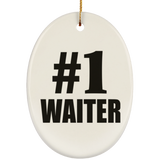 Number One #1 Waiter - Oval Ornament