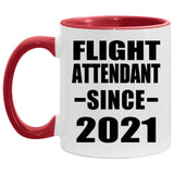 Flight Attendant Since 2021 - 11oz Accent Mug Red