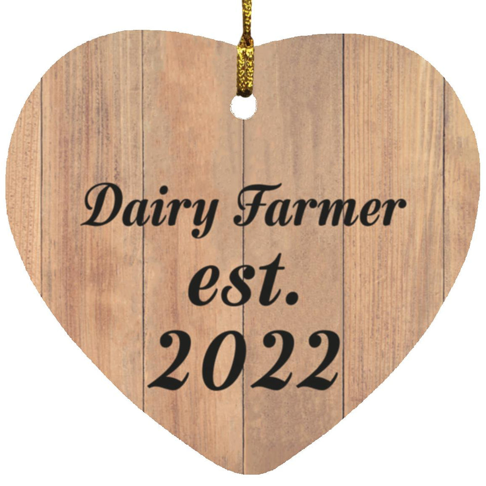 Dairy Farmer Established Est. 2022 - Heart Ornament C