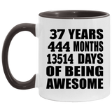 37th Birthday 37 Years 444 Months 13514 Days Of Awesome - 11oz Accent Mug Black