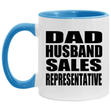 Dad Husband Sales Representative - 11oz Accent Mug Blue