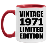 53rd Birthday Vintage 1971 Limited Edition - 11oz Accent Mug Red