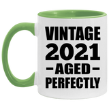 3rd Birthday Vintage 2021 Aged Perfectly - 11oz Accent Mug Green